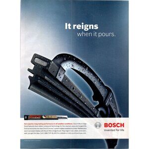 2005 Bosch Windshield Wipers Wiper Blade Vintage Print Ad When it Pours Wall Art